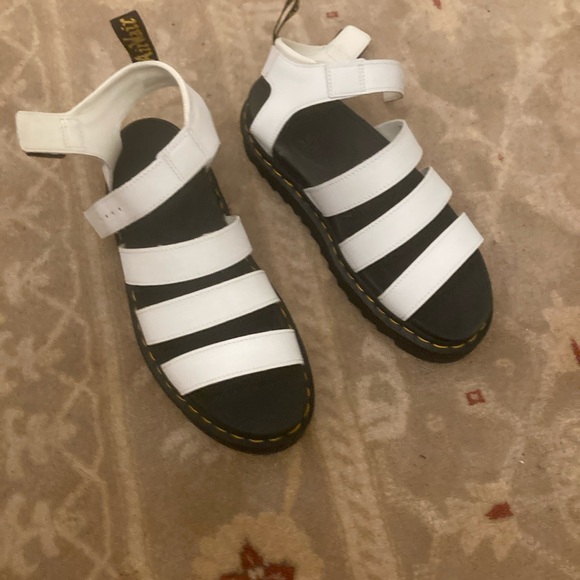 Dr. Martens  Blaire Hydro Leather Strap Sandals in White - Picture 2 of 5